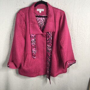 Simonton Says Jacket Womens XL Hot Pink Faux Alligator Art To Wear Mod Career